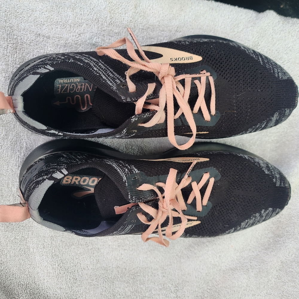 Brooks Black and Pink Athletic Sneakers